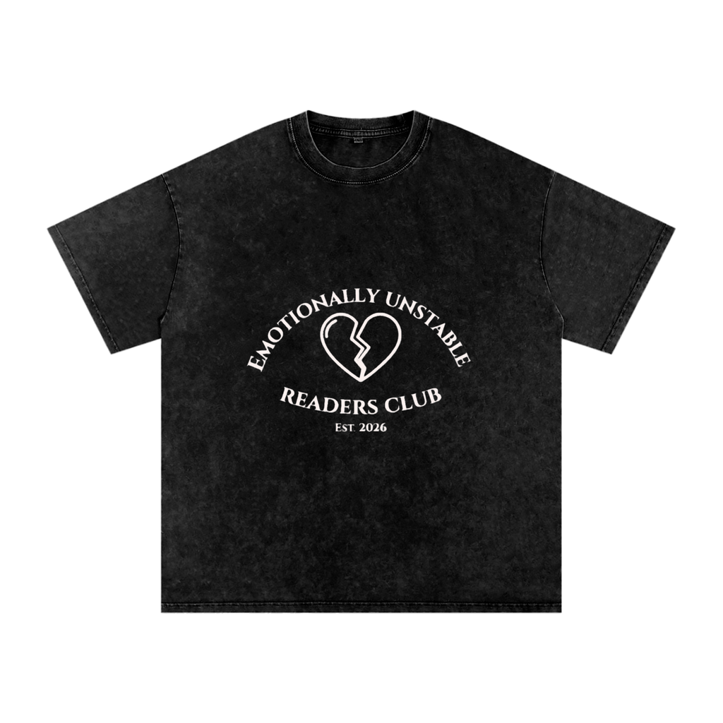 Emotionally Unstable Readers Club - Snow Washed Oversized Cotton T-Shirt